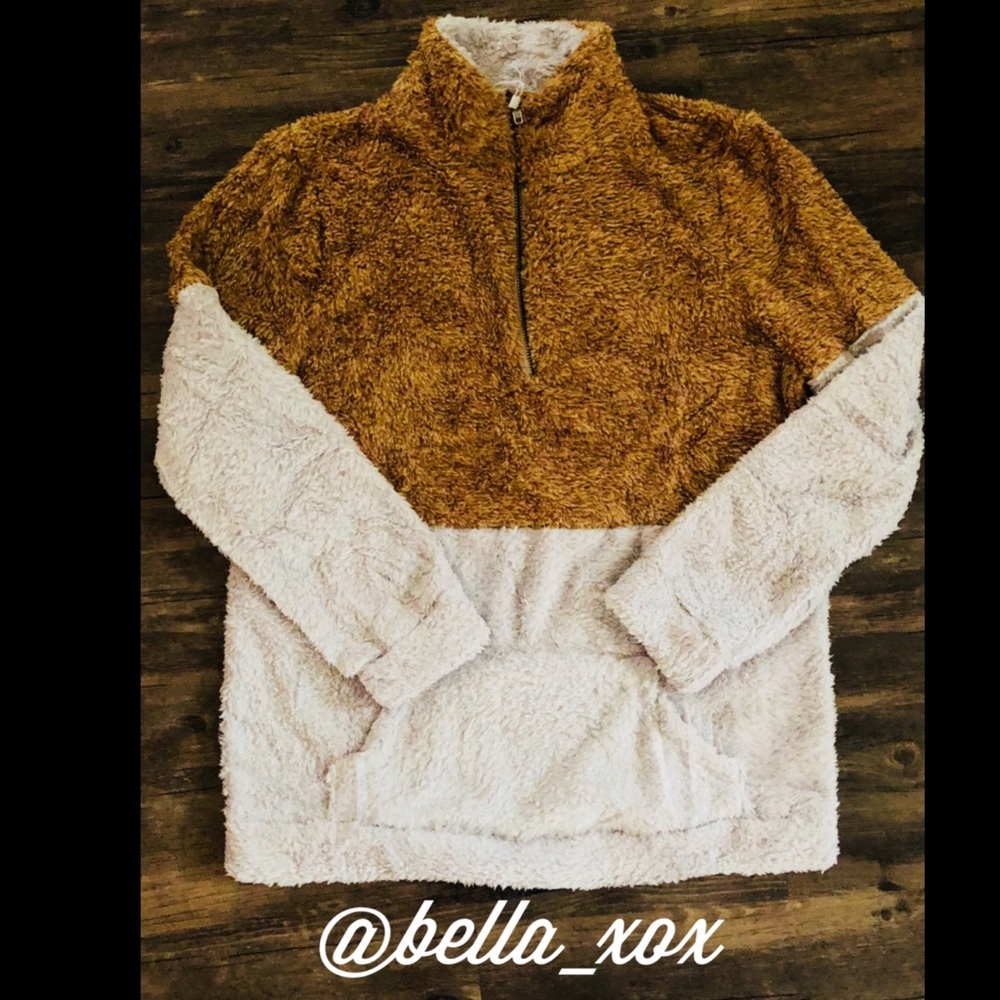 JACKIE SHERPA FLEECE PULLOVER POCKETS HALF ZIPPER - Picture 5 of 5